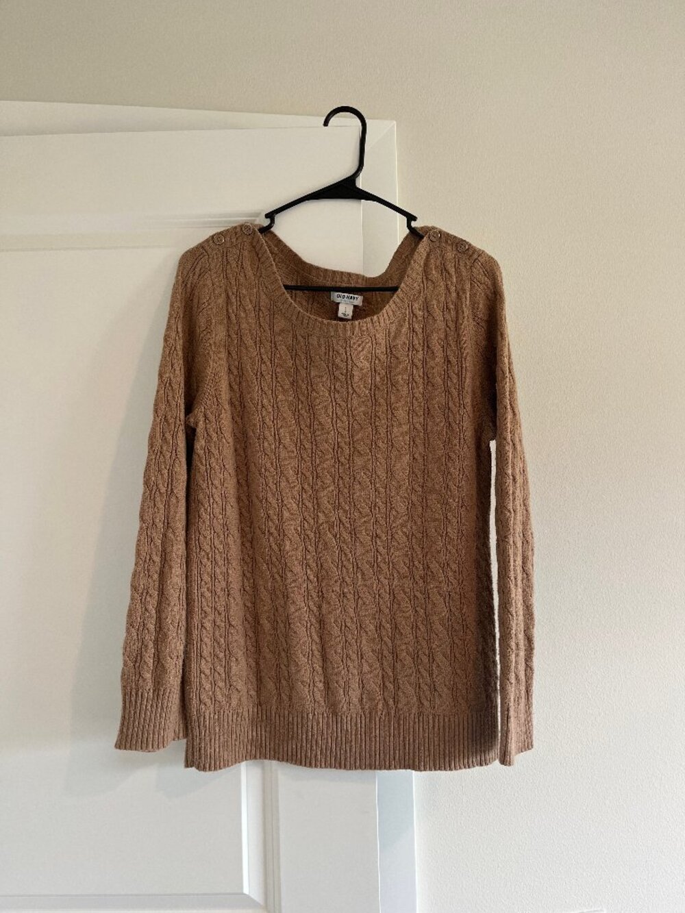 Old Navy Brown Cable Knit Sweater with Button Detail Size L